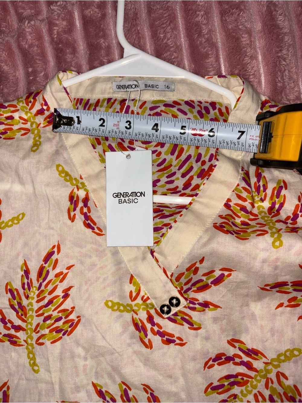 GENERATION Y Cream Top with Pink, Orange & Yellow Swirl Print - Picture 9 of 11